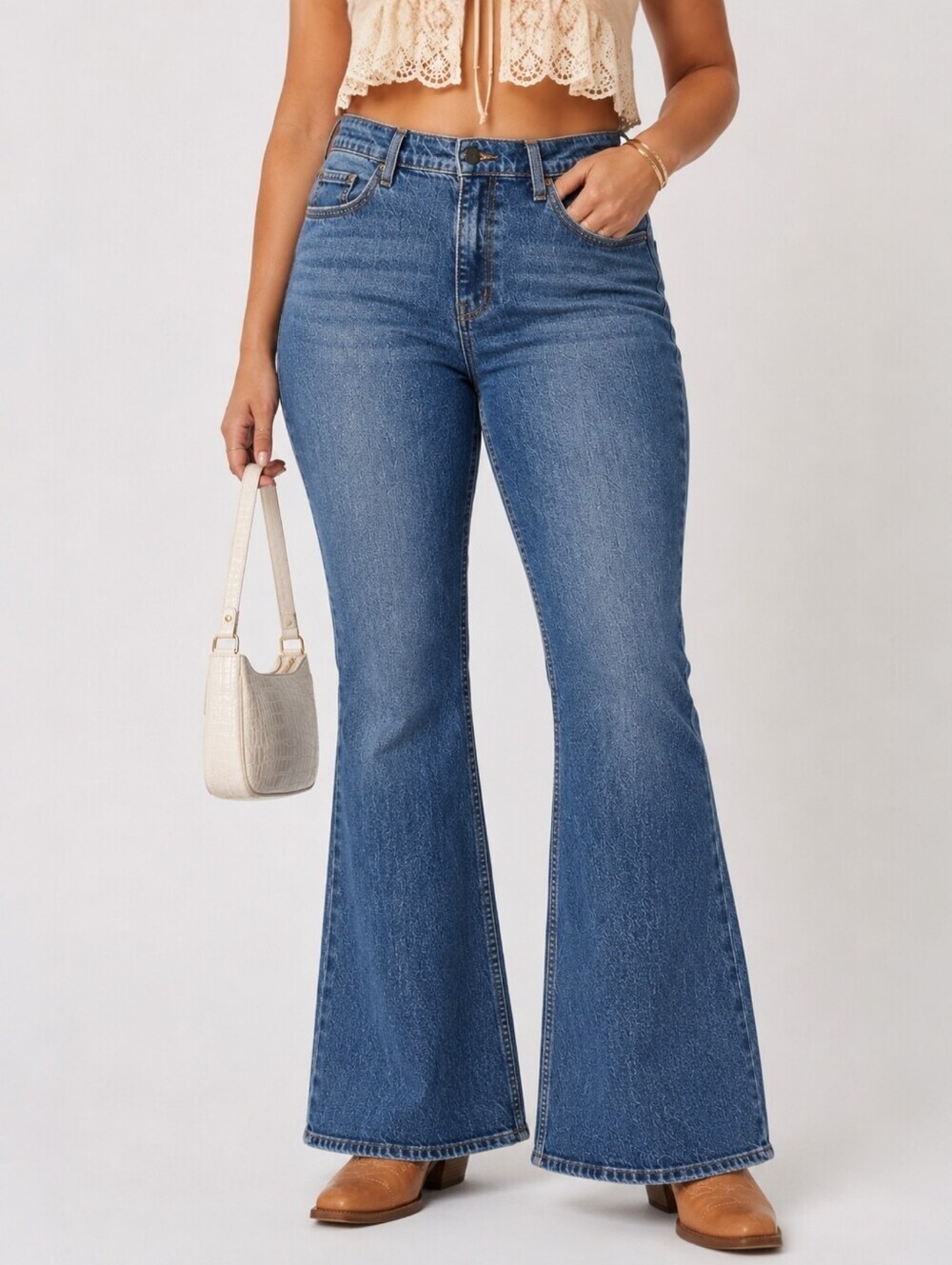 Levi's 70s High Flare Jeans Medium Wash Boho Festival Size 32